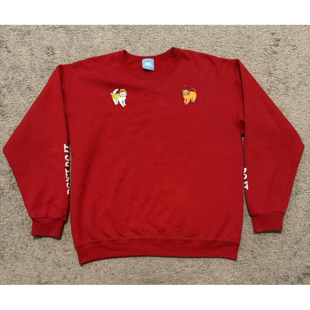 Emma Angel Cat Devil Cat Do It Don't Do It‎ Sweatshirt Red Large